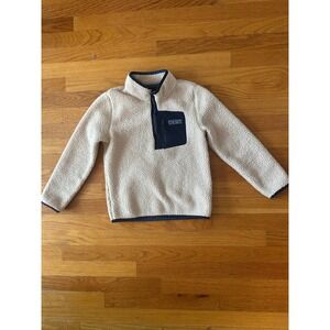 Vineyard Vines Cream Sherpa Fleece Pullover Jacket Kids Size 7 Whale Logo